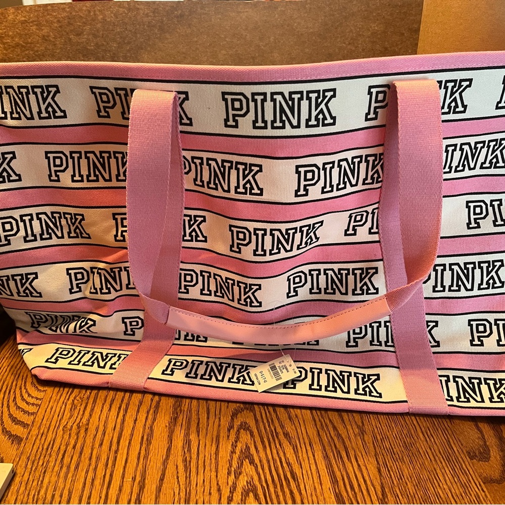 Victoria's Secret Pink Striped Tote - Picture 1 of 5